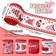 1PC/4pcs Fita de borda com fio para o dia dos namorados 2,5 polegadas vermelho rosa coração amor gnomo caminhão tecido fita Ms Day cetim ribbonother', fitas de coração impressas para embrulho de presente, decorações para festa de aniversário de casamento, suprimentos para artesanato faça você mesmo