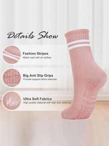 Women Anti-Slip Yoga Socks, Mid-Calf Silicone Grip Socks For Pilates, Fitness, Indoor Exercise - Multicolor - View 7