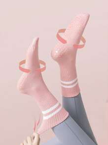 Women Anti-Slip Yoga Socks, Mid-Calf Silicone Grip Socks For Pilates, Fitness, Indoor Exercise - Multicolor - View 5