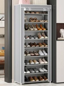 10 Tier Shoe Rack With Dust Cover, Holds 20-25 Pairs Of Shoes, Tall Shoe Racks, Narrow Shoe Rack, Suitable For High Heels, Sneakers, For Hallway, Bedroom (57 X 29 X 159 Cm) With Zippered Outer Cover For Sneakers, Heels Or Shoes.