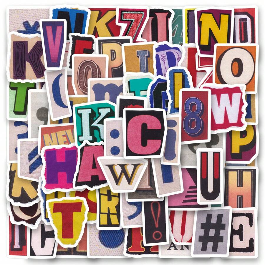 100张文字贴纸，乙烯基材质，美观实用，适用于剪贴簿、日记本、笔记本电脑、保险杠、滑板、水瓶、电脑、手机、卡通图案、安全帽、汽车贴纸等。 - 彩色 - 查看 1