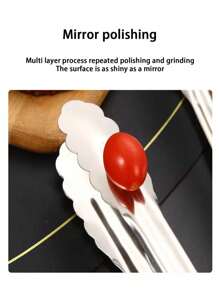 1件/2件优质不锈钢食物夹，高端面包夹，自助餐商用食物夹，硅胶手柄食物夹，厨房烧烤夹，适用于厨房、餐厅、酒店 - 銀色 - 查看 7