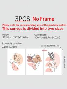 3pcs Abstract Figure Graphic Unframed Painting, Modern Hanging Wall Art Prints For Home Decor - Multicolor - View 14