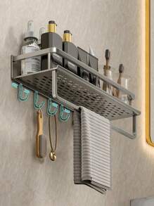 Bathroom Rack Bathroom Shelf Toilet Space Aluminum Hanging Rack Bathroom Organizer Hang On The Wall - Wider Gray 30CM - View 6