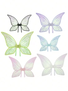 1 件欧根纱仙女翅膀、情人节蝴蝶翅膀、天使翅膀、复活节女孩和女人服装、万圣节礼服翅膀、万圣节服装 - 仙女翅膀 - 查看 3