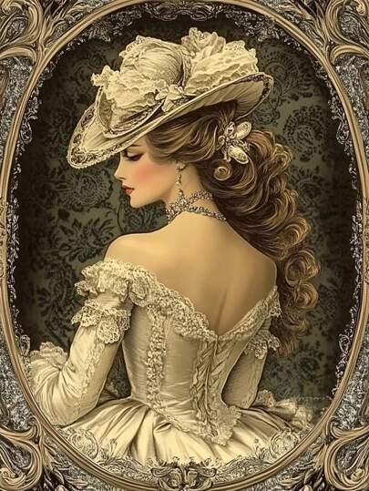 1 件 DIY 钻石画 - 美丽女士肖像，家居装饰，全钻，11.8*15.7 英寸