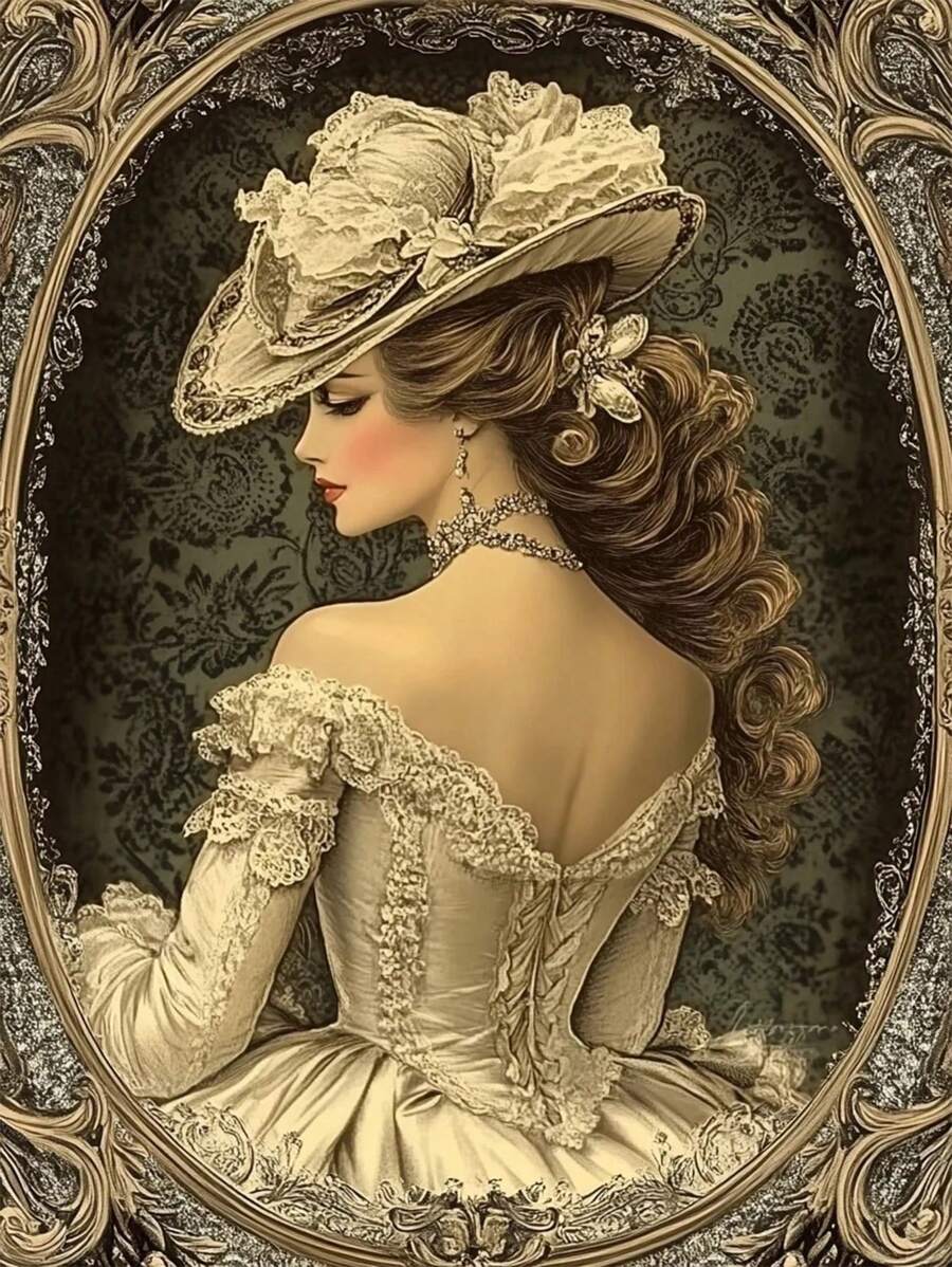 1pc DIY Diamond Painting - Beauty Lady Portrait, Home Decor, Full Drill, 11.8*15.7in