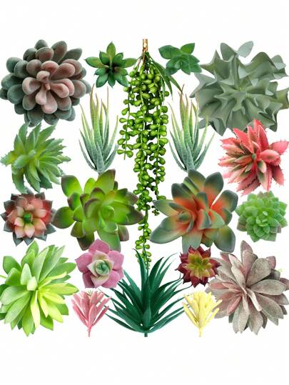10 pièces/5 pièces/1 pièce - Plante succulente artificielle en pot, décoration de centre de table, décoration de plante verte de rebord de fenêtre, une variété de plantes réalistes sans pot, texture fausse de plante grasse, tige de cactus en plastique réaliste, jardin de succulentes, décoration de maison (sans pot de fleurs), cadeau (couleur aléatoire)