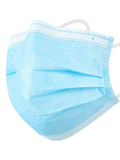 10pcs Individually Packaged Blue & White, All White, Black & White 3-Ply Disposable Non-Woven Fabric Adult Face Masks For Daily Protection