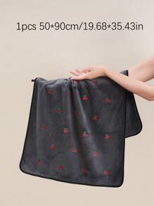 1/2/3pcs Coral Fleece Embroidered Cherry Hand Towel/Face Towel/Bath Towel, Absorbent Microfiber Solid Color Embroidered Strawberry Bath Towel Or Hand Towel, Couples Design Home Hand Towel Bath Towel, Soft & Skin-Friendly Bathroom Towel, Bathroom Supplies For Beauty Salon Home Bathroom