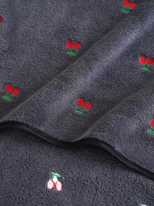1/2/3pcs Coral Fleece Embroidered Cherry Hand Towel/Face Towel/Bath Towel, Absorbent Microfiber Solid Color Embroidered Strawberry Bath Towel Or Hand Towel, Couples Design Home Hand Towel Bath Towel, Soft & Skin-Friendly Bathroom Towel, Bathroom Supplies For Beauty Salon Home Bathroom