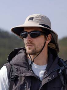 1pc Men's Summer Wide Brim Sun Hat, Outdoor Fishing Hiking Breathable UV Protection Cap