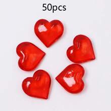 50pcs, Acrylic Heart Plastic Gems Valentine's Day Table Scatter Decoration Multi-Styles Decorations Vase Filler