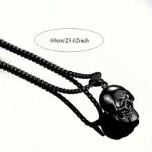 1pc New Fashionable Men's Vintage Gothic Skull Pendant Necklace, Punk Rock Party Jewelry Accessories - Multicolor - View 9