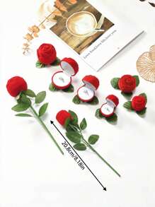 2pcs Red Rose Ring Box, Valentine's Day Holiday Gift, Personalized Creative Ring Box, Easter Gift Wreath - Multicolor - View 9