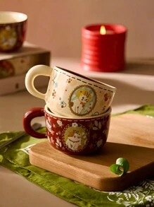 1pc Ceramic Cat Mug, Retro French Ins Style Coffee Cup, Breakfast Milk Oatmeal Mug, Creative Office Coffee Cup, Afternoon Tea Cup, Commercial Espresso Latte Art Cup, Suitable For Christmas Gift, Birthday Anniversary Present, Microwave & Dishwasher Friendly - Multicolor - View 5