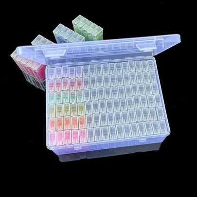 New 96 Slot Small Square Bottle Diamond Painting Bead Storage Box, Dustproof, Suitable For Organizing DIY Beads, Jewelry Accessories, Desktop Organization And Classification