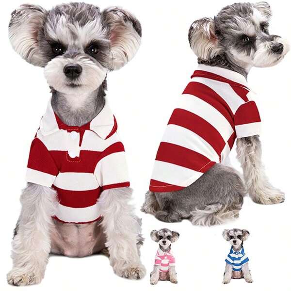 1 Piece Of Dog Clothing, Spring Striped Two Legged Shirt, Teddy Bear, Pomeranian, French Fighting Cat Clothing, Thin Pet Clothing