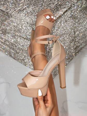 Women's High Platform Open Toe Chunky Heels Ultra High Heel Sandals