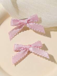 12pcs/Set Dopamine Colored Floral Lace Mini Bow Hair Clips, Y2K Style Side Bangs & Braid Hair Accessory, Back To School Gift - Multicolor - View 2