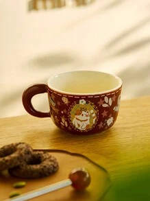 1pc Ceramic Cat Mug, Retro French Ins Style Coffee Cup, Breakfast Milk Oatmeal Mug, Creative Office Coffee Cup, Afternoon Tea Cup, Commercial Espresso Latte Art Cup, Suitable For Christmas Gift, Birthday Anniversary Present, Microwave & Dishwasher Friendly - Multicolor - View 6