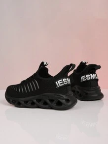 Sepatu Olahraga Kasual Luar Ruangan Model Slip-On Jaring Bernapas Simple Baru, Sol Lembut, Anti-Selip, Cocok Untuk Semua Musim - Hitam - View 8