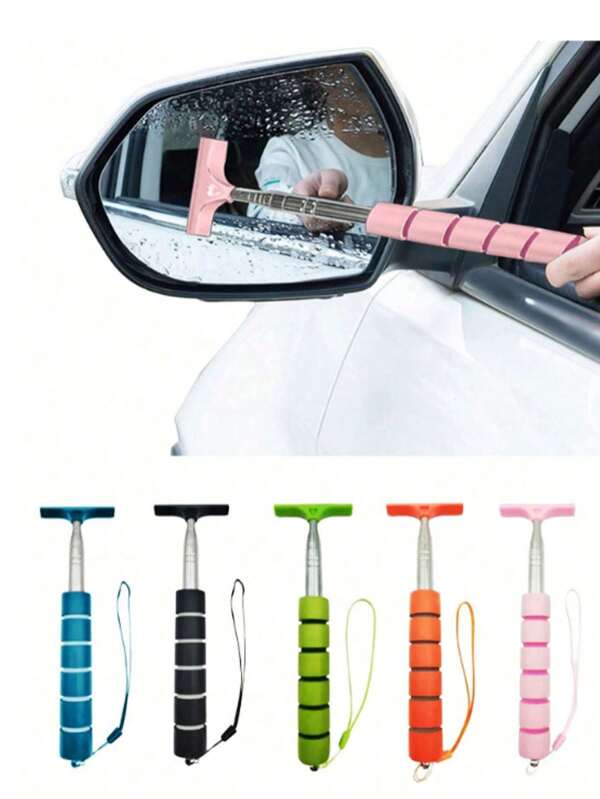 Retractable Auto Side/Rear View Mirror Cleaner Brush, Squeegee With Handle, Universal Mini Windshield Wiper, Cleaning Tools Accessories