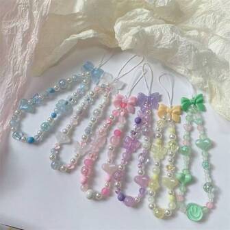 INS Style Bowknot Chain Lanyard Wrist Strap For Cellphone, Anti-Lost Design, Fashionable Accessories