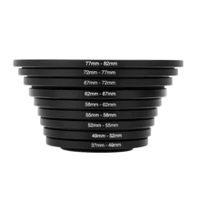 9pcs Step Up Lens Filter Adapter Rings: 37-82mm For Nikon Canon//Olympus/Panasonic/Pentax/Ricoh With UV/CPL/ND/FLD/Close Up/Color Filters - Black - View 10