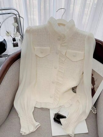 女式春夏新款荷叶边开衫