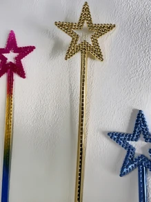 1 pièce Baguette magique en forme d'étoile, accessoires pour spectacle musical, fête, bâton magique pentagramme coloré, accessoires de danse pour les fêtes