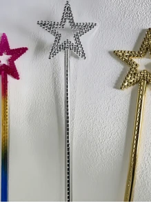 1 pièce Baguette magique en forme d'étoile, accessoires pour spectacle musical, fête, bâton magique pentagramme coloré, accessoires de danse pour les fêtes