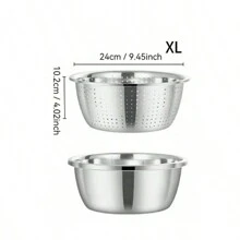 2 piezas/set de Canastos coladores de acero inoxidable premium: Diseño de doble capa para un drenaje eficiente, gran capacidad, ideal para lavar frutas y verduras. Un artículo imprescindible en su cocina, para cocina, alimentos, camping, vacaciones, playa, decoración de habitaciones, organizador, fiestas y viajes.