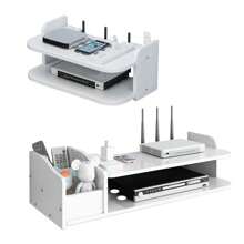 Multi-Function Router Storage Box, Wifi Router Mobile Phone Rack, Wall-Mounted Non-Porous TV Air Conditioning Remote Control Storage Box - Multicolor - View 2