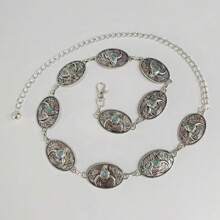 欧美跨境单层金属牛头链腰链复古百搭时尚腰饰适用于连衣裙夏季、校园秋季、秋季、万圣节