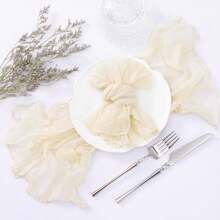 12/24 Pezzi di tovaglioli di garza di formaggio, 50 x 50 cm, tovaglioli da tavola di lino stile fattoria bohémien e accartocciati, tovaglia decorativa per matrimoni, feste, uso quotidiano domestico