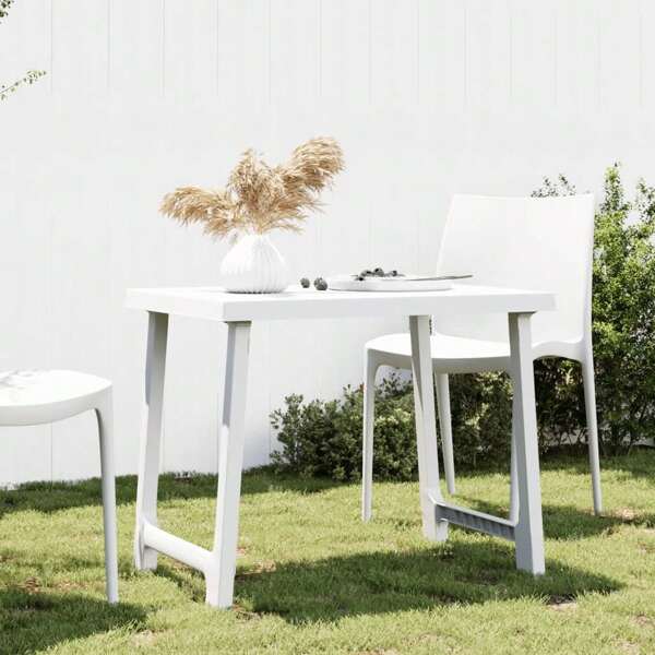 Table de camping portable blanche de 74 cm au look bois, légère et pliable, meuble d'extérieur