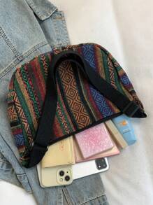 2025 New Large Capacity Dumpling Bag, Retro Striped Canvas Shoulder Bag, Exotic Bohemian Style Crossbody Bag For Women - Multicolor - View 7