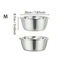 2 piezas/set de Canastos coladores de acero inoxidable premium: Diseño de doble capa para un drenaje eficiente, gran capacidad, ideal para lavar frutas y verduras. Un artículo imprescindible en su cocina, para cocina, alimentos, camping, vacaciones, playa, decoración de habitaciones, organizador, fiestas y viajes.