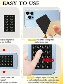 3 件硅胶吸盘手机壳，免提壁挂式粘垫固定，适用于镜子和窗户，适用于大多数智能手机 - 3x2 英寸，带 24 个吸盘，适用于 、Android 手机，生日礼物，家人，朋友手机支架，手机配件 - 彩色 - 查看 7