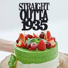 1Pc Straight Outta 1985/1935/1945/1955/1965/1975 Cake Topper For 40th/90th/80th/70th/60th/50th Men And Women Birthday Party Funny 40/90/80/70/60/50 And Fabulous Decoration