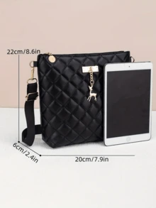 轻巧，商务休闲简约设计菱形图案斜挎包，容量大，适合办公室，涤纶衬里，适合日常通勤，耐用