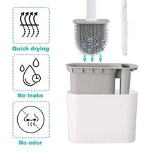 Wall Hanging Toilet Brush With Holder Long Handled Silicone Toilet Brush Soft Bristles WC Cleaning Brush Bathroom Accessories
