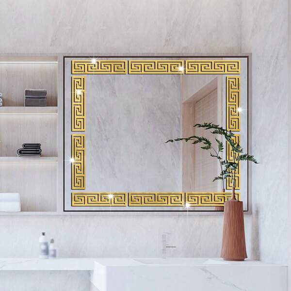 10 Pieces Of Acrylic Mirror Decorative Wall Stickers Self-Adhesive Removable Home Beautification Wall Decoration Renovation For Bathroom Bedroom Dormitory Living Room Kitchen Gym Stairwell Door TV Background Wall Personalised Stickers