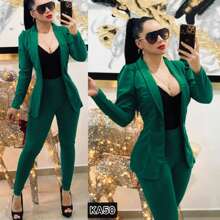 SET DE TRAJE BLAZER TOP PANTALON - Verde - Ver 1