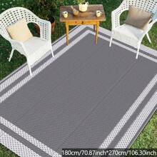 Outdoor Rug,Patio Rug,Reversible Portable Outdoor Plastic Straw Rug,Camping Rugs For Outside RV,Large Waterproof Area Rugs For Patio,Deck,Picnic,Porch,Balcony(9'x 12',White&Gray)