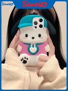 Sanrio Brand Solid Color Bow KT Cat Anti Fall Soft Phone Case Compatible With Iphone X/XS/XR, IPhone7/8, IPhone11, IPhone11PRO, IPhone11PROMAX, IPhone12, IPhone12PRO, IPhone12PROMAX, IPhone13, IPhone13PRO, IPhone13PROMAX, IPhone14, IPhone14PRO, IPhone14PLUS, IPhone14PROMAX, IPhone15, IPhone15PRO, IPhone15PLUS, IPhone15PROMAX, IPhone16, IPhone16PLUS, IPhone16PRO, IPhone16PROMAX, With Phone Holder