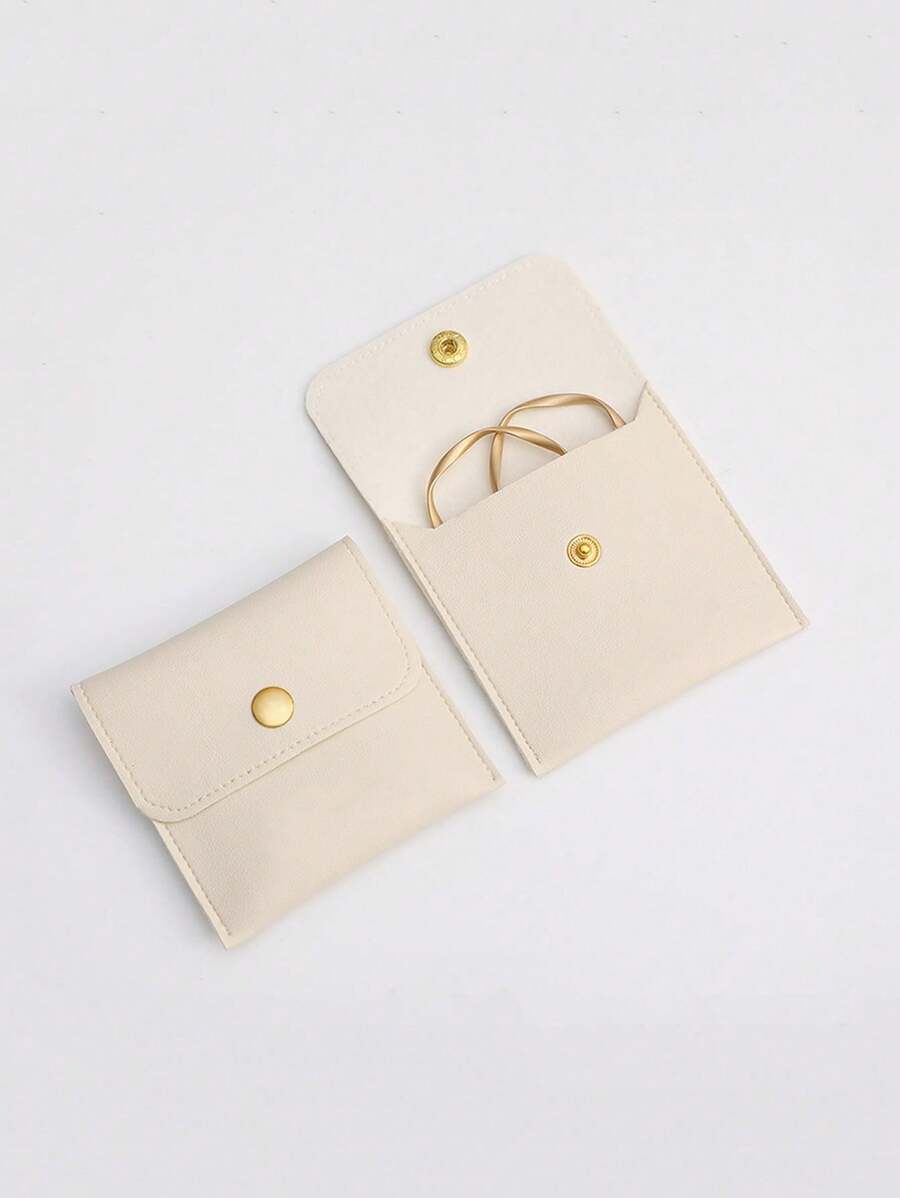 1 pièce Pochette de rangement portable pour bijoux, boucles d'oreilles, bagues et colliers. Cadeau pour la petite amie, essentiel de voyage - Beige - Voir 1