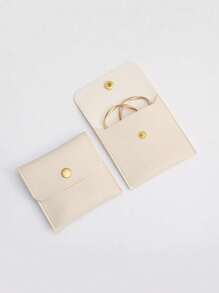 1 pièce Pochette de rangement portable pour bijoux, boucles d'oreilles, bagues et colliers. Cadeau pour la petite amie, essentiel de voyage - Beige - Voir 3