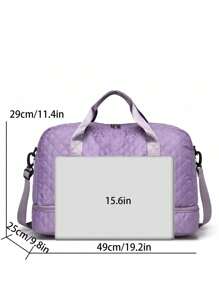 Solid Color Minimalist Travel Duffle Bag With Zipper, Multi-Functional Independent Shoe Compartment, Large Capacity, Lightweight Shoulder Bag For Men & Women Bag For School School Accessories School Stuff - Purple - View 4